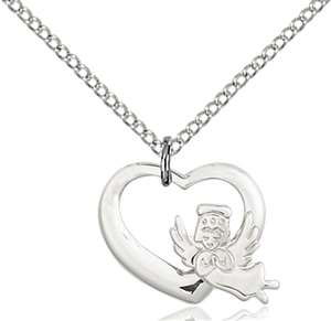 4206SS/18SS <br/>Sterling Silver Heart / Guardian Angel Pendant