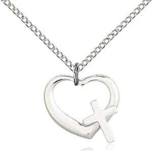 4207SS/18SS <br/>Sterling Silver Heart / Cross Pendant