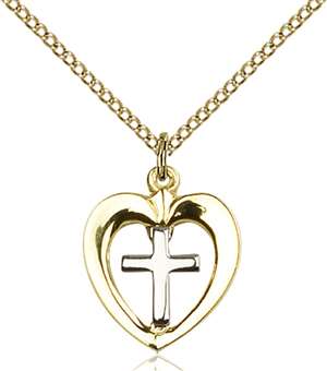 4247SS/GF/18GF <br/>Two-Tone SS/GF Heart / Chalice Pendant