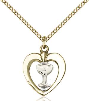 4248SS/GF/18GF <br/>Two-Tone SS/GF Chalice / Heart Pendant