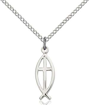 4251SS/18SS <br/>Sterling Silver Fish / Cross Pendant