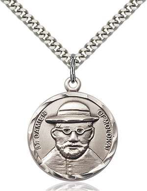 4273SS/24S <br/>Sterling Silver Blessed Damian of Molokai Pendant