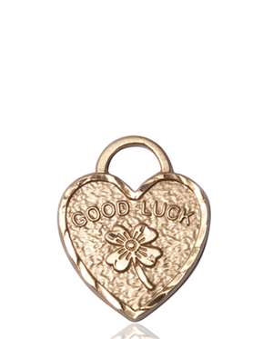 5105KT <br/>14kt Gold GOOD LUCK SHAMROCK HEART Medal