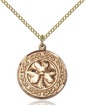 5106GF/18GF <br/>14kt Gold Filled Shamrock with Celtic Border Pendant