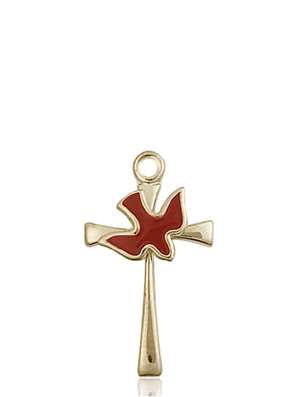 5229RKT <br/>14kt Gold Cross / Holy Spirit Medal