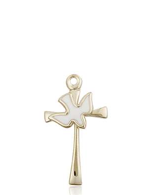 5229WKT <br/>14kt Gold Cross / Holy Spirit Medal