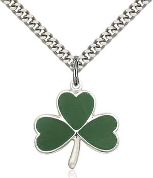 5248SS/24S <br/>Sterling Silver Shamrock Pendant