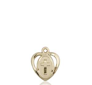 5411KT <br/>14kt Gold Heart / Cross Medal