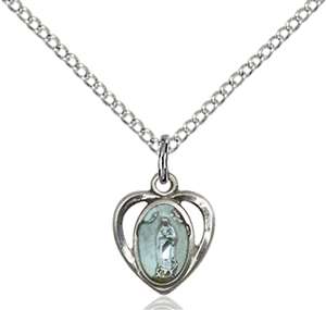 5422ESS/18SS <br/>Sterling Silver O/L of Guadalupe Pendant