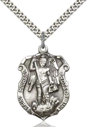 5448SS/24S <br/>Sterling Silver St. Michael the Archangel Pendant