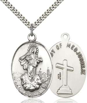 5679SS/24S <br/>Sterling Silver O/L of Medugorje Pendant