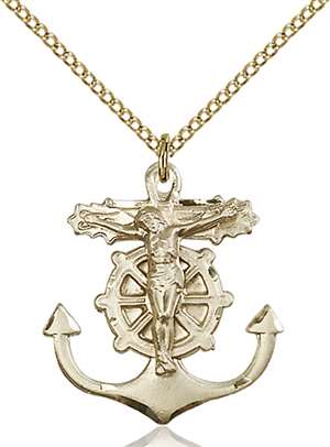 5685GF/18GF <br/>Gold Filled Anchor Crucifix Pendant