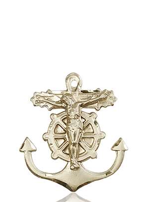 5685KT <br/>14kt Gold Anchor Crucifix Medal
