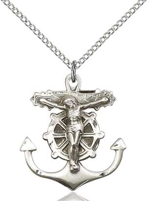 5685SS/18SS <br/>Sterling Silver Anchor Crucifix Pendant