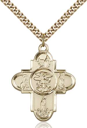 5711GF/24G <br/>Gold Filled Our Lady 5-Way Pendant