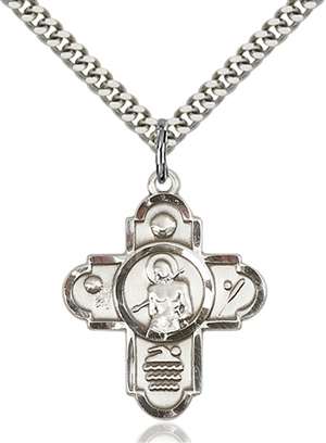 5714SS/24S <br/>Sterling Silver 5-Way St Sebastian/Sports Pendant