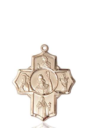 5718KT <br/>14kt Gold Irish 5-Way Medal