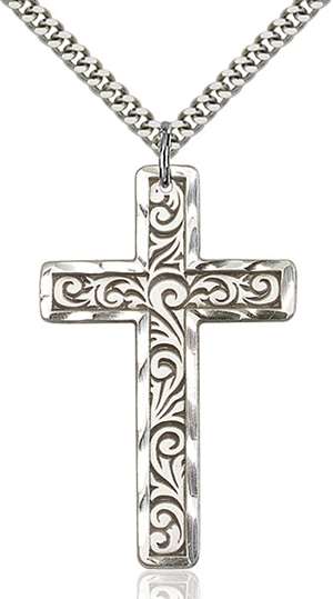 5737SS/24S <br/>Sterling Silver Knurled Cross Pendant