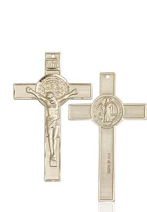 5738KT <br/>14kt Gold St. Benedict Crucifix Medal