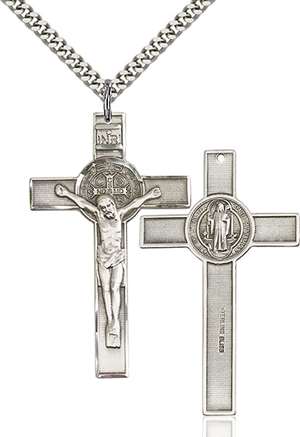 5738SS/24S <br/>Sterling Silver St. Benedict Crucifix Pendant