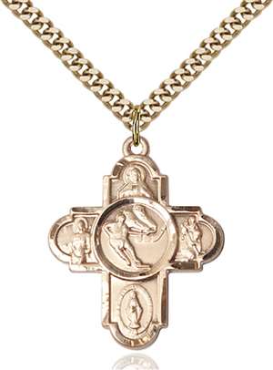 5744GF/24G <br/>Gold Filled 5-Way Ice Hockey Pendant