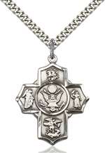 5790SS2/24S <br/>Sterling Silver 5-Way / Army Pendant