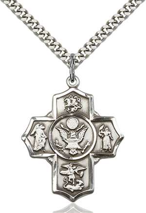 5790SS2/24S <br/>Sterling Silver 5-Way / Army Pendant