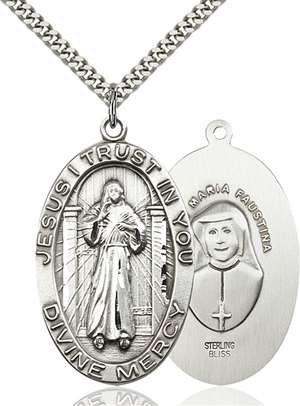 5874SS/24S <br/>Sterling Silver Divine Mercy Pendant