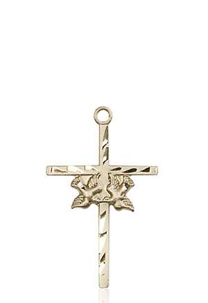 5927KT <br/>14kt Gold Doves / Cross Medal
