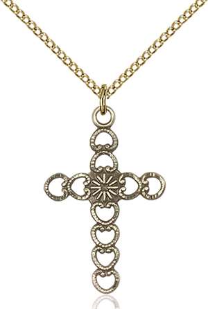 5997GF/18GF <br/>Gold Filled Hearts w/Sunburst Pendant