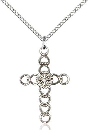 5997SS/18SS <br/>Sterling Silver Hearts w/Sunburst Pendant