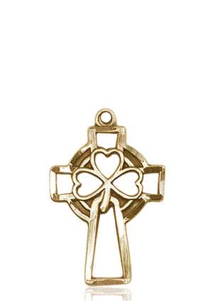 5999KT <br/>14kt Gold Shamrock Cross Medal