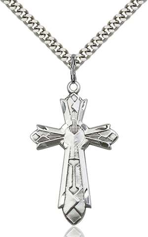 6031SS/24S <br/>Sterling Silver Mosaic Cross Pendant