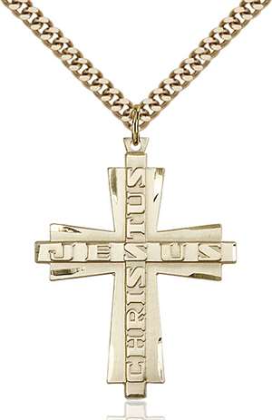 6034GF/24G <br/>Gold Filled Jesus Christus Cross Pendant