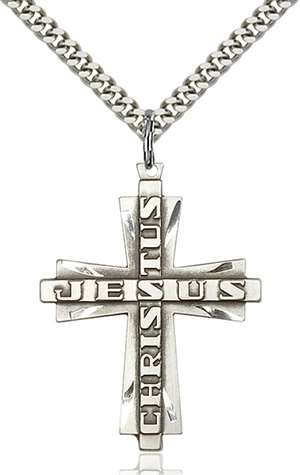 6034SS/24S <br/>Sterling Silver Jesus Christus Cross Pendant