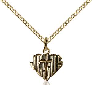 6041GF/18GF <br/>Gold Filled Heart of Jesus / Cross Pendant