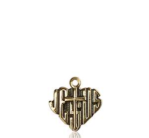 6041KT <br/>14kt Gold Heart of Jesus / Cross Medal