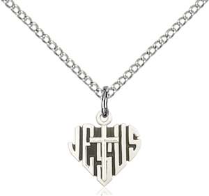 6041SS/18SS <br/>Sterling Silver Heart of Jesus / Cross Pendant
