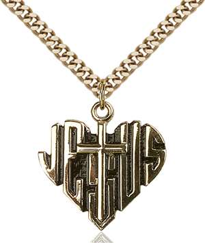 6042GF/24G <br/>Gold Filled Heart of Jesus / Cross Pendant
