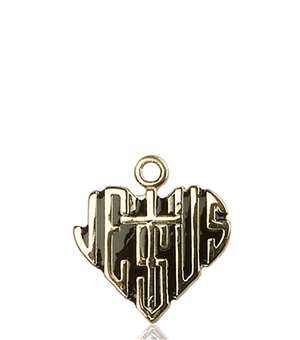 6043KT <br/>14kt Gold Heart of Jesus / Cross Medal