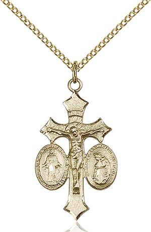 6055GF/18GF <br/>Gold Filled Jesus, Mary, O/L of La Salette Pendant
