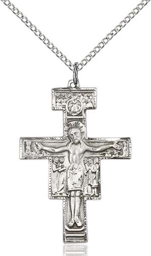 6077SS/18SS <br/>Sterling Silver San Damiano Crucifix Pendant