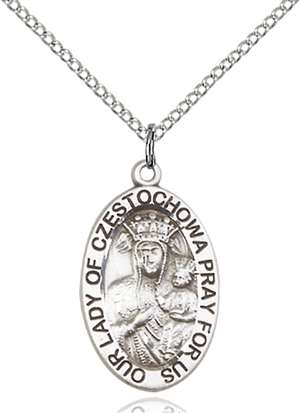 6093SS/18SS <br/>Sterling Silver O/L of Czestochowa Pendant