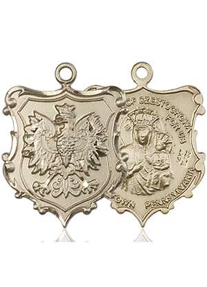 6097KT <br/>14kt Gold O/L of Czestochowa / English Falcon Meda