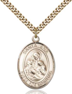 Santa Ana Medal<br/>7002 Spanish, Oval, Gold Filled