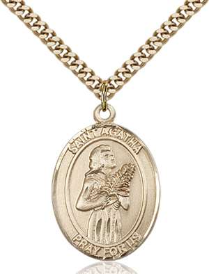 St. Agatha Medal<br/>7003 Oval, Gold Filled