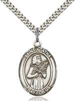 St. Agatha Medal<br/>7003 Oval, Sterling Silver