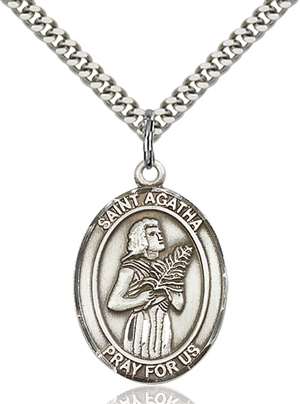 St. Agatha Medal<br/>7003 Oval, Sterling Silver