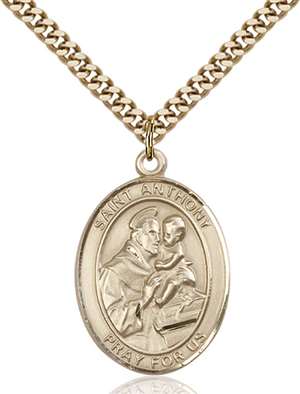 St. Anthony of Padua Medal<br/>7004 Oval, Gold Filled