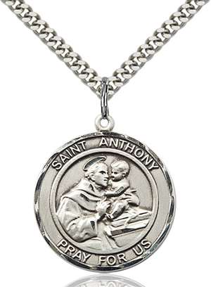 St. Anthony of Padua Medal<br/>7004 Round, Sterling Silver